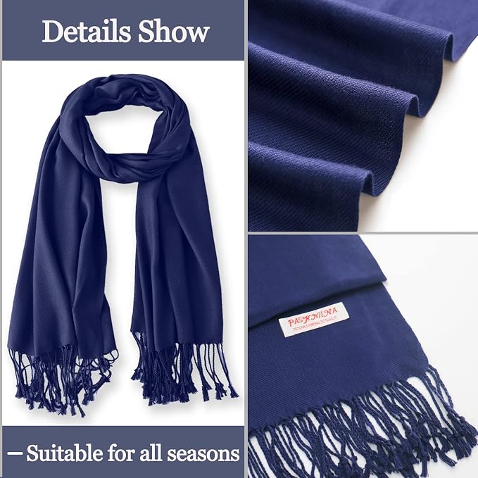 Soft Silky Pashmina Shawl Wraps Solid Colors Scarf for Wedding Evening Dresses - Image 3