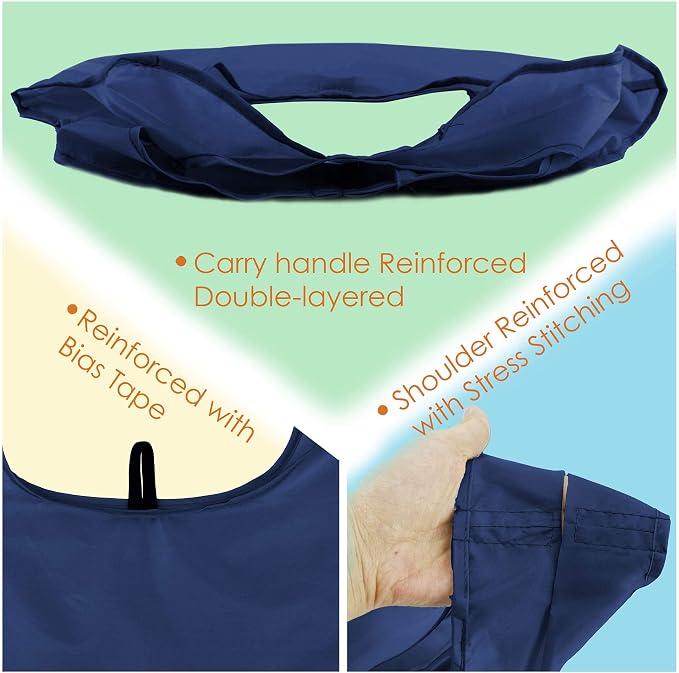 BeeGreen Navy Blue Reusable Grocery Bags Bulk 10 Packs, Kitchen Reusable Shopping Bags 50LBS Large, Machine Washable Durable, Easily Foldable with a Storage Bag - Image 5