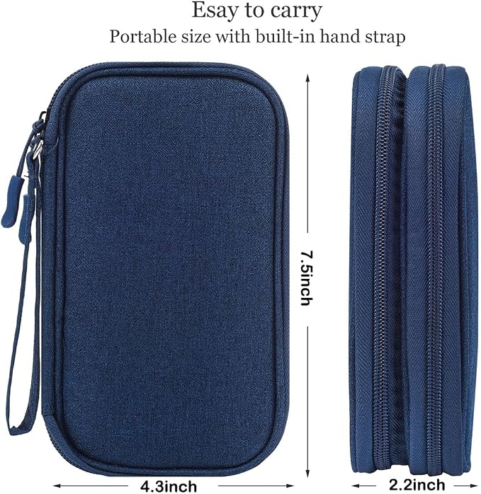 CAAORDKSO Electronic Organizer, Travel Cable Organizer Bag Pouch Electronic Accessories Carry Case Waterproof Electronic Bag for Cable, Cord, Charger, Phone, Power Bank, Earphone (Navy Blue, Medium) - Image 2
