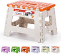 Folding Step Stool 9 Inch for Kids, 300 lbs, Bicolor Orange | Lightweight Plastic Small Foldable Step Stool with Handle, Non-Slip, for Kitchen, Bathroom, Bedroom and Closet by ACSTEP