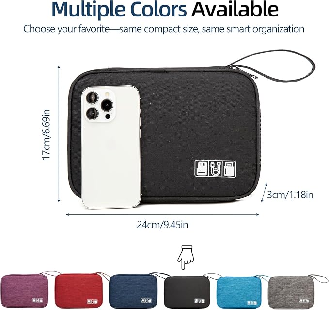 Cable Organizer Bag, Electronics Case for Cords, Chargers & Tech | Organize cables, chargers and power banks with elastic loops, mesh pockets and a slim design for travel. - Image 4