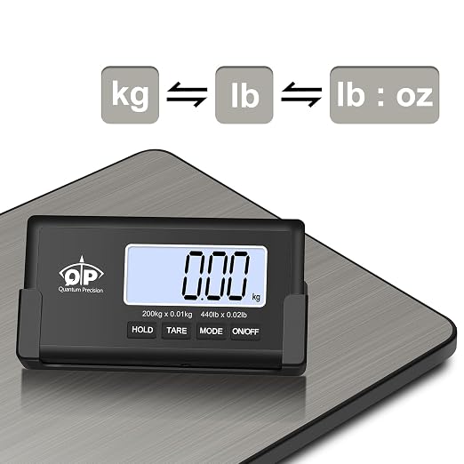 QP Shipping Scale, 440 lb/0.35 oz High Accuracy Digital Postal Scale, Postage Scale, Wireless LCD Display, Hold/Tare Function, Lightweight Scale for Packages/Luggage/Pet, Battery & AC Adapter Included - Image 4