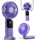 GOCKERA Portable Fan, 4200mAh Battery Operated Fan, 5 Speeds&Digital Display, Makeup Fans for Women with Base, 180°Foldable 3in1 Handheld/Neck/Desk Fan for Outdoor Indoor,Ultra Quiet (Purple) by GOCKERA