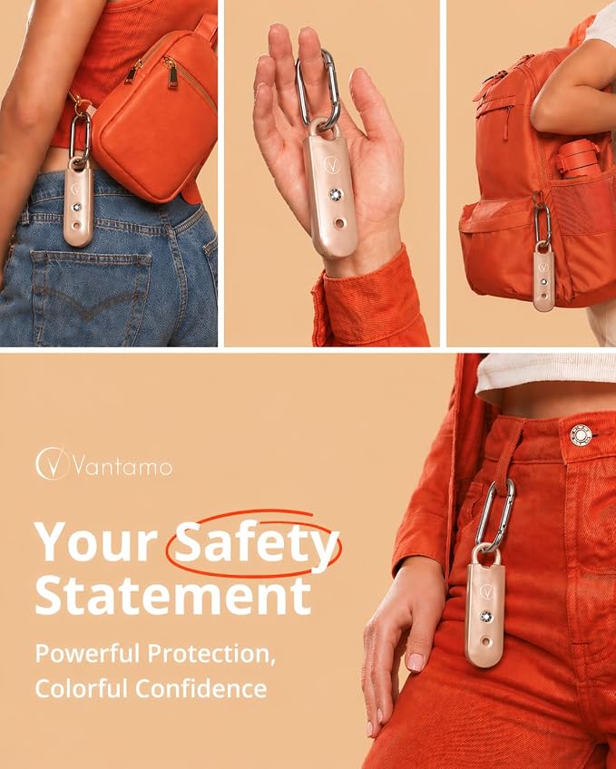 Vantamo Personal Alarm for Self Defense with Low Battery Notice, Strobe Light & Extra Loud 130 dB Double Speakers Safety Keychain Set for Women, Rechargeable Panic Button for Womens Self Defense - Image 2