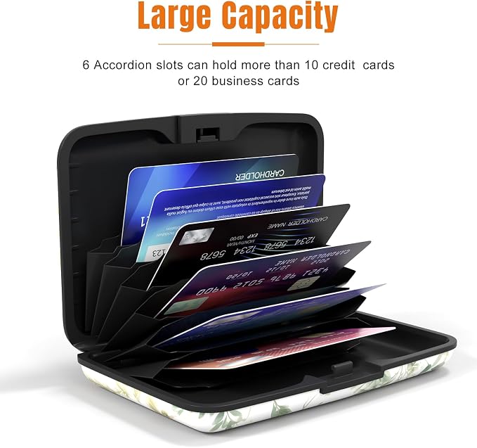 Rimilak Aluminuml Credit Card Holder,Green Leaf | Mini Credit Card Wallet RFID Blocking Slim Metal Hard Case for Women Men - Image 4