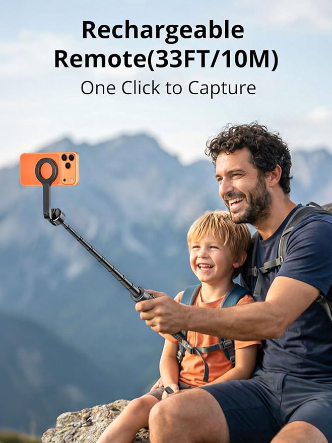 69" Magnetic Phone Tripod for iPhone w/Remote Control UPT-01M | For iPhone 12-17 & Android, 360° Rotation, Compatible w/ MagSafe, Magnetic Ring Attached,Video Recording & Vlogging - Image 4
