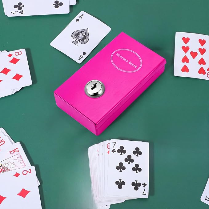 Reallnaive 1 Pack Metal Box for Gamblers Pocket Sized Winner Bank Casino Cash Box with 2 Keys Portable Casino Money Safe strongbox for Cash Saving Go Home Money Gifts(Rose Red,Classic) - Image 7