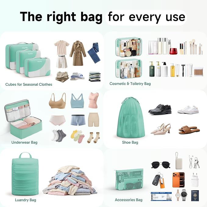 9 Set Packing Cubes for Travel, Gifts for Women Mom,Anti-Tearing Suitcase Organizer,OlarHike Vacation Essentials & Accessories for Cruise Ship - Image 8