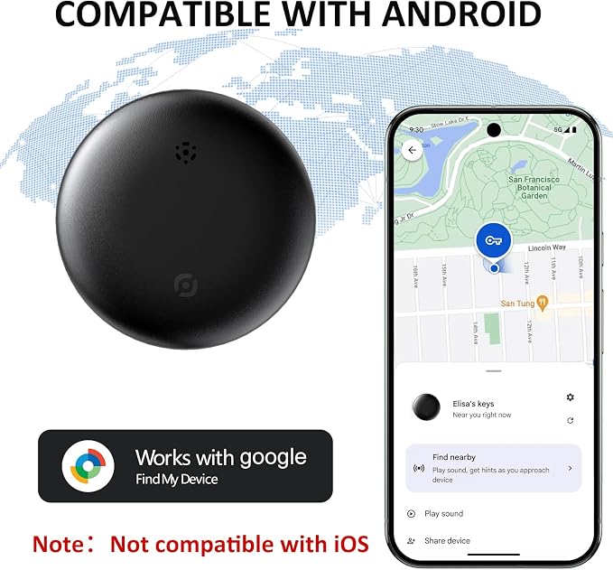 Bike Tracker for Android, Android Airtag Compatible with Google Find My Device App, Replaceable Battery Item Finder, Tracker Tag for Keys, Suitcase, Backpack, Wallet, Luggage (for Bike) - Image 2