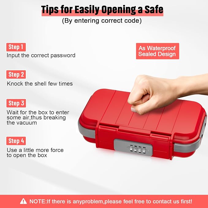 HUANLANG Portable Safe Lock Box with Combination Lock Mini Beach Travel Safe Waterproof Small Lockable Box with Removable Wire Rope Combination Safe Box for Dorm,Travel,Beach,Hotel,Car,Home,Office - Image 7
