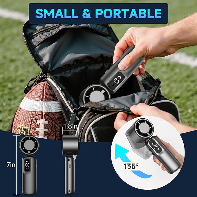 Portable Handheld Turbo Fan, 1-100 Gear Wind, Battery Operated, Up to 23 Working Hours, 3 IN 1 Personal Fan with Air Turbo Tech, Cooling Essentials for Indoor/Outdoor - Image 7
