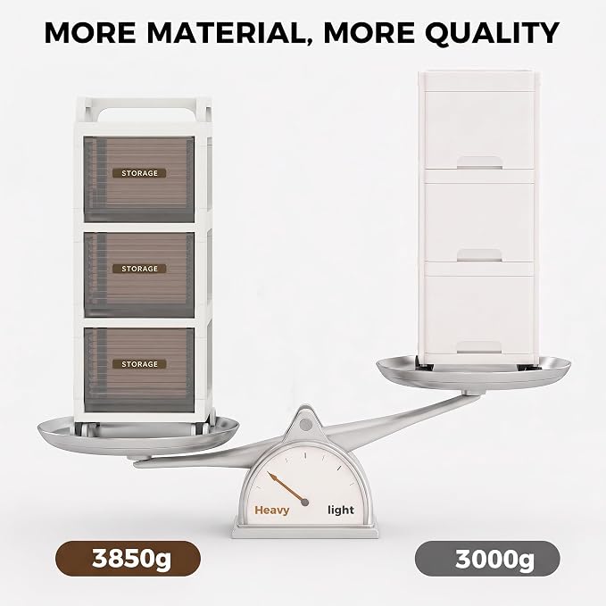 Bathroom Storage with Drawers, 11.8" Wide Slim Cabinet with Wheels | Freestanding Narrow Cupboard, Small Cart for Small Space Kitchen Office Bedroom Under Desk, 29.5" Tall, 3-Drawer, Gray - Image 4