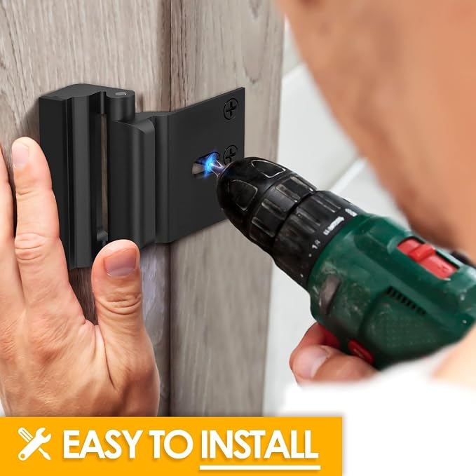 Home Security Reinforcement Lock Front Door Locks Child Safety Latch Kids | Child Proof Latch Lock Flip Door Guardian Inward Swinging Inside Door Top Lock Kids Safety No Drill Prevent Unauthorized - Image 4