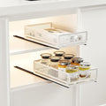 2 Pack Pull Out Cabinet Organizer, No Drill Adhesive Sliding Drawers for Kitchen, Metal Mesh Wire Storage Shelf for Pantry & Under Sink, White (9.6" W x 15.7" D x 3.9" H) by AmzAgeHomeKitchen