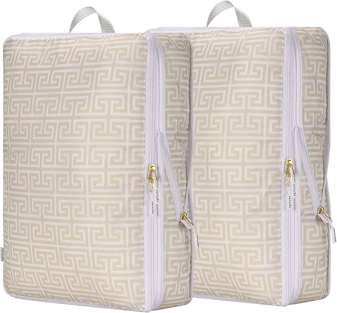 Extra Large Compression Packing Cubes for Checked Luggage, Lightweight Suitcase Organizers & Space Saver Bags - Travel Cubes for Packing - Travel Essentials - 2 Piece Set, X-Large - Beige Boho - Image 5