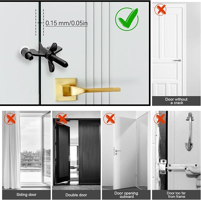 Portable Door Lock, Hotel Travel Door Lock Security for Home, Black | Hotel Safety Device for Door Security, Portable Lock for Hotel Room, Apartment, College Dorm and Travel - Image 7