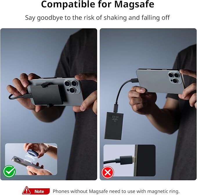 SMALLRIG SSD Magnetic Phone Mount Bracket SSD Holder with Magsafe, 45-70mm（1.77''-2.76'' Wide Clamping, 1/4"-20 Threads and Cold Shoe, for Samsung T3/T5, for SanDisk, for Crucial, for iPhone - 5157 - Image 2