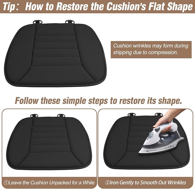 2PCS Car Seat Cushion Pad 1.2" Thick Comfort Seat Protector for Car Driver Seat Office Chair Home Use Memory Foam Seat Cushion with Non Slip Bottom, 20'' x 18.5'', Black - Image 9