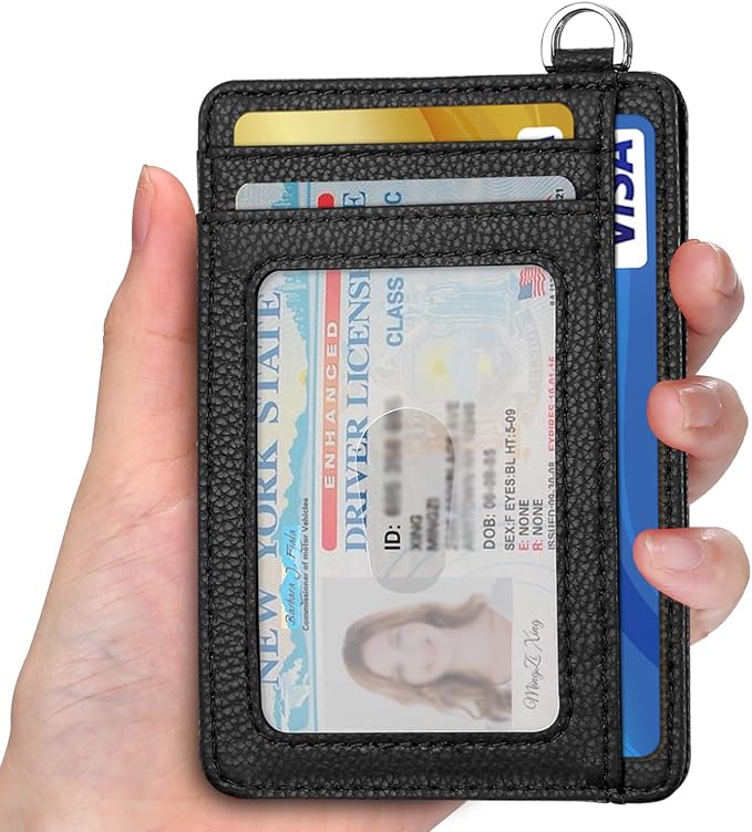Slim Minimalist Front Pocket Wallet, RFID Blocking Credit Card Holder Wallet with Detachable D-Shackle for Men Women - Image 2