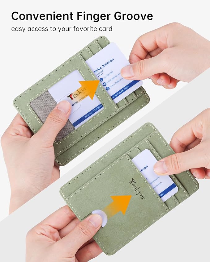 Teskyer Slim Minimalist Wallet for Men, RFID Front Pocket Card Holder | Ultra Slim Front Pocket Design, 8 Card Slots, RFID Protection, Smooth Faux Leather for Everyday Carry - Image 5