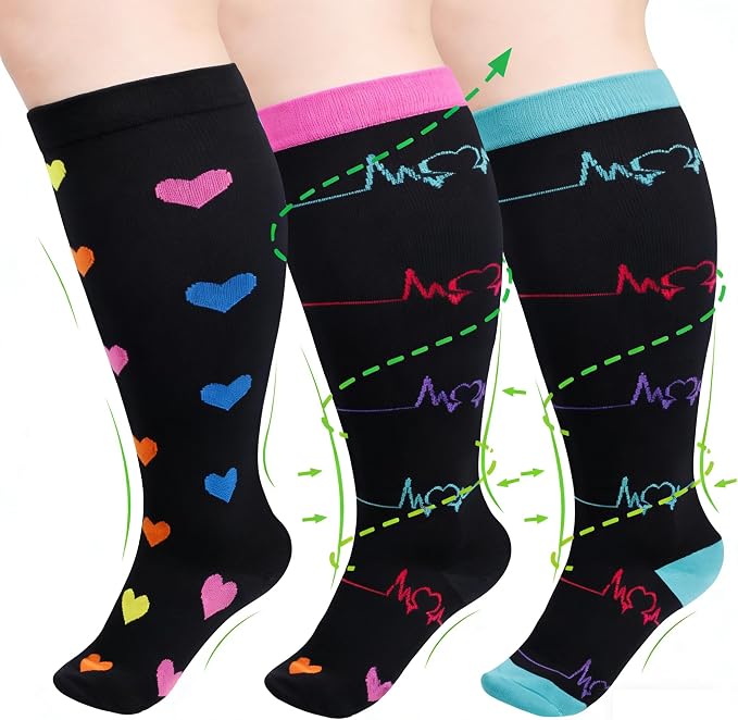 Compression Socks for Women &Men Wide Calf, Plus Size 15-20 mmhg,Knee High,compression stockings by COMPRESSIONSOCKS