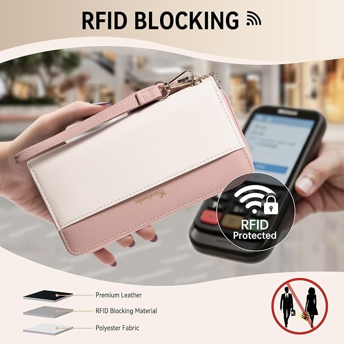 Travelambo Wristlet Wallet Women RFID Bifold Large Capacity Clutch Purse | Tassel, Zipper Coin Pocket, Card Holder Wallet, Gifts for Women - Image 3