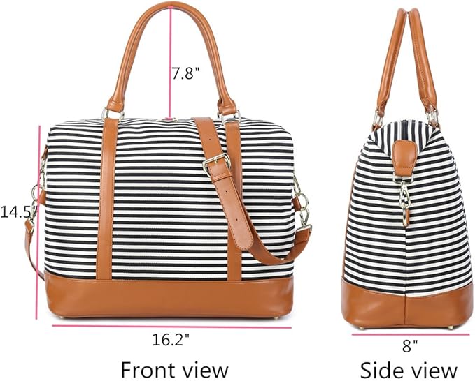 Bluboon Travel Tote Bags with Zipper Ladies Canvas Bag Weekender Overnight Bag for Women Carry on Duffel Bag Trolley Sleeve - Image 4