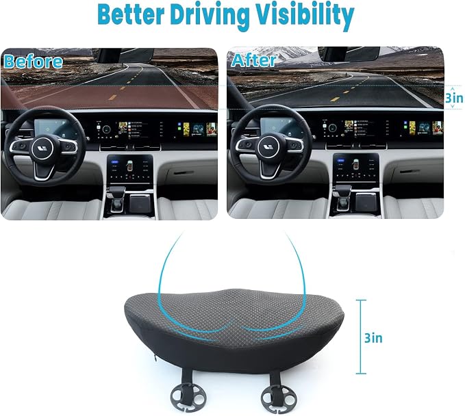 2 in 1 Car Seat Cushion Lumbar Pillow - Comfort Memory Foam Seat Cushion for Driving, Office - Sciatica-Back Pain Relief, Car Cushion for Car, Truck, Office, Wheelchair (Black) - Image 3
