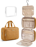 BAGSMART Toiletry Bag Hanging Travel Makeup Organizer with TSA Approved Transparent Cosmetic Bag Makeup Bag for Full Sized Toiletries(Stone Khaki) by BAGSMART