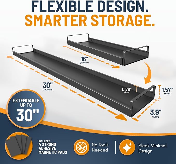 Extendable Steel Over the Stove Shelf for Back of Stove (16 to 30 Inches) Magnetic Stove Top Shelf for Kitchen Stove, Over Stove Shelf for Back of Stove - Over the Stove Spice Rack Shelf - Image 5