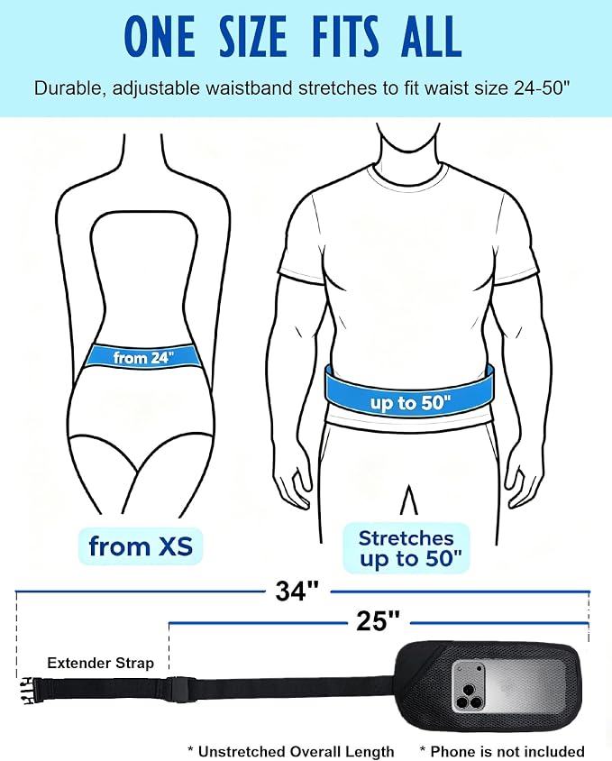 Money Belt for Travel, Passport Holder, RFID Blocking, Extender Strap | 3rd Gen Slim Waist Wallet Anti Theft to Protect Cash, Credit Cards and Document Under-Clothes for Men & Women, Black, Bamneat - Image 6