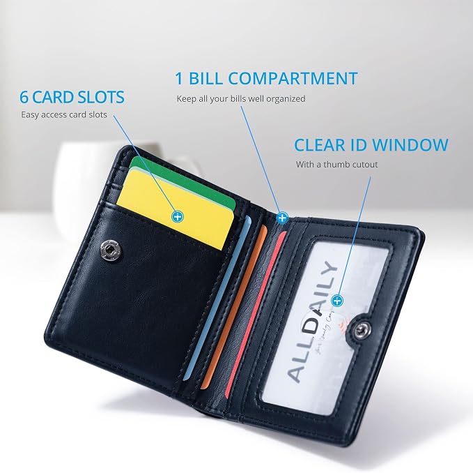 Alldaily Small RFID Wallet for Women Slim Compact Bifold Pocket Ladies Travel Mini Purse (Black) - Image 4