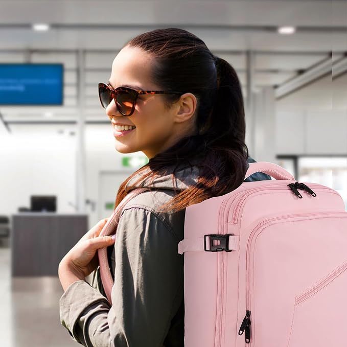 MATEIN Pink Travel Backpack for Womens, 45L Extra Large Carry on Backpack | Fits Overhead Bin, Expandable Cute Weekneder Daypack, Adjustable Shoulder Strap, Gifts for Travelling, International Trip - Image 9