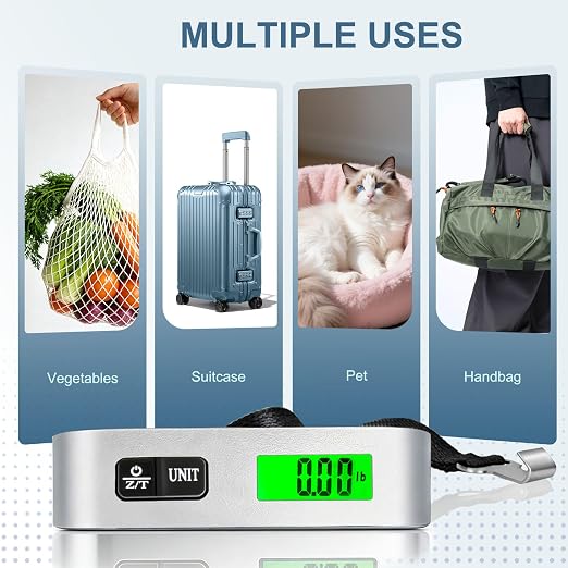 Digital Luggage Scale, 110lb Suitcase Weight Scale for Travel with Backlit LCD Display, 4-Unit Switching, Portable Hanging Baggage Scale for Luggage, Backpacks, Packages (Battery Included) | with Backlit LCD Display, 4-Unit Switching, Hanging Baggage S... - Image 7