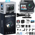 AKASO Brave 4 Pro Action Camera 4K with 128GB MicroSD U3 Card Bundle | 131FT Underwater Waterproof Camera 20MP EIS Touch Screen WiFi 5X Zoom with 2x1350mAh Batteries and Helmet Accessories Kit by AKASO