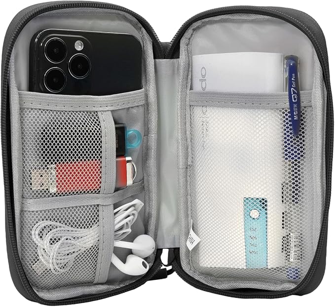 CAAORDKSO Electronic Organizer Case, Travel Cable Organizer Pouch Electronic Accessories Carry Case Water Resistant Organizer Pouch Bag for Cable, Cord, Charger, Phone, Power Bank, Earphone (Black) - Image 6