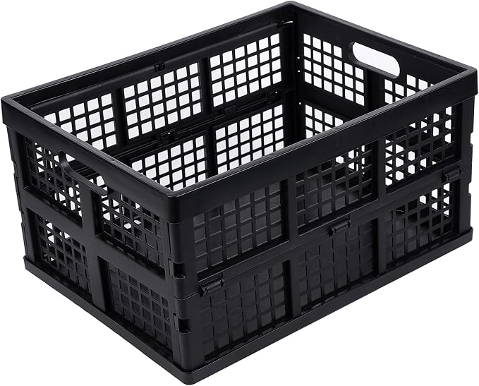 Aebeky 3-Pack Plastic Collapsible Storage Crates-30L,Foldable Plastic Crates for Storage (Black) - Image 2