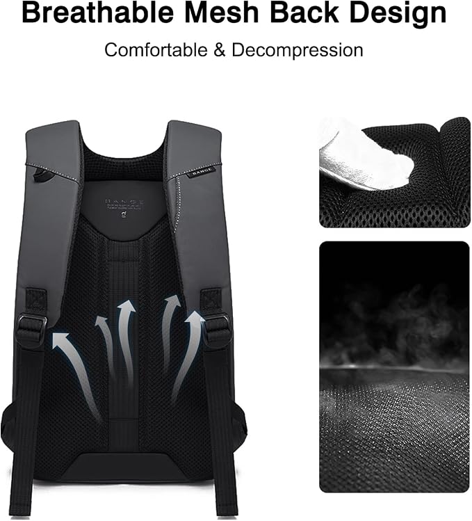 FANDARE Anti-Theft Backpack Business Daypacks fits 15.6 Inch Laptop Travel Large Backpack with USB Charging Port Waterproof Computer Bag Bookbag for Women Men Notebook Black - Image 7