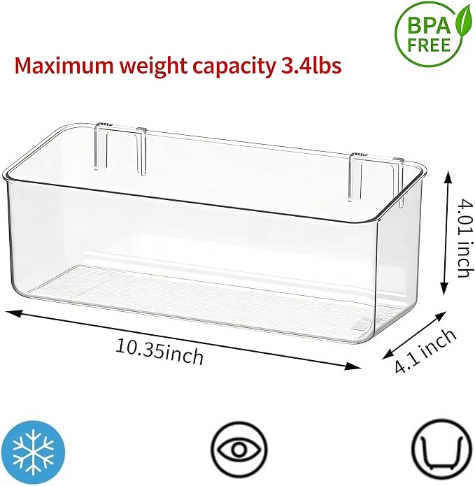 2 Pack Plastic Adhesive Mount Over Cabinet Door Organizer, Wall Organization Container Makeup Organizer Hanging Basket Bins for Kitchen, Pantry, Craft Room, Office, Space Saving Holder - Image 3