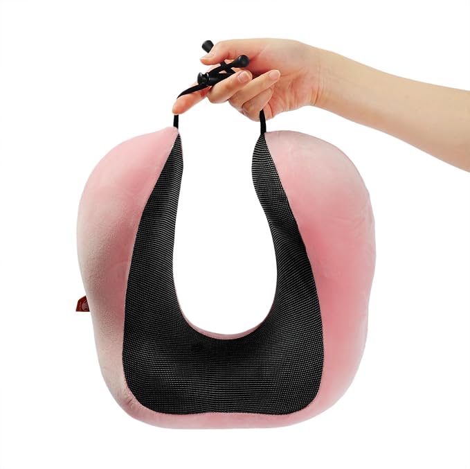 Memory Foam Travel Pillow, Neck Pillow with 360-Degree Head Support, Comfortable and Lightweight, Ideal for Sleeping on Airplane, Car, Train, Bus and Home Use, Comes with Storage Bag (Pink) - Image 6