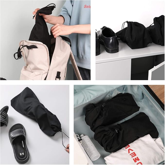 PlasMaller Shoe Storage Bags 100% Cotton with Drawstring for Men and Women for Travel Protecting and Storing Shoes - Image 6