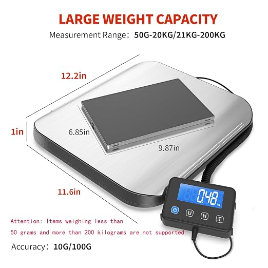 KKZ Shipping Scale, 440 LB Heavy Duty Postal Scale for Packages | Large Mailing Scale, for Postage, Industrial, Small Business, Laundry, Warehouse, Stainless Steel - Image 2