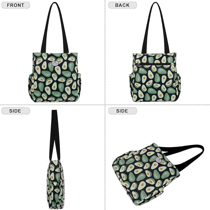HUA ANGEL Floral Tote Bag - Casual Shoulder Bag Daily Tote Bag with Zipper Gym Travel Shopping Work Handbag for Women - Image 6