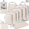 Gonex 10-Piece Compression Packing Cubes with Travel Organizer Set | Expandable Design, Hanging Toiletry Bag, Laundry Bag, Shoe Bag, Accessories Bag, Ripstop Fabric by Gonex