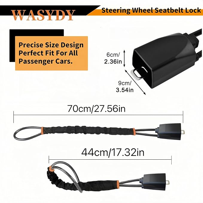 Steering Wheel & Seat Belt Lock, Anti-Theft Device, Great Gift for Father | 2026 upgraded high-strength steel cable, compact & lightweight. Universal fit for cars, SUVs, trucks and golf carts. - Image 4