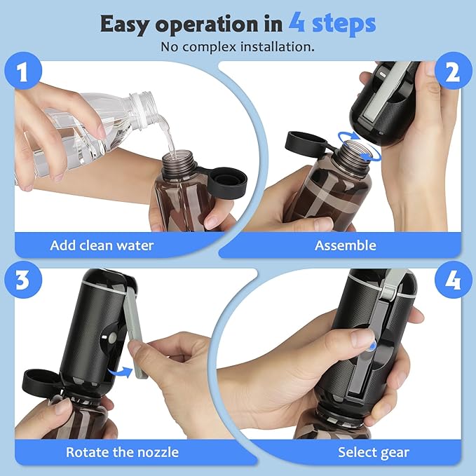 Portable Bidet for Travel,Rechargeable Waterproof Sprayer,Black-storage Set | Portable Rechargeable Travel Bidet Sprayer Fits Various Water Bottles, Waterproof High Pressure Handheld for Personal Hygiene - Image 6