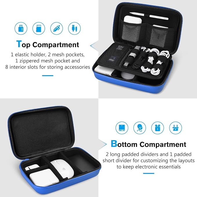 ProCase Hard Travel Electronic Organizer Case for MacBook Power Adapter Chargers Cables Power Bank Apple Magic Mouse Apple Pencil USB Flash Disk SD Card Small Portable Accessories Bag - Image 3