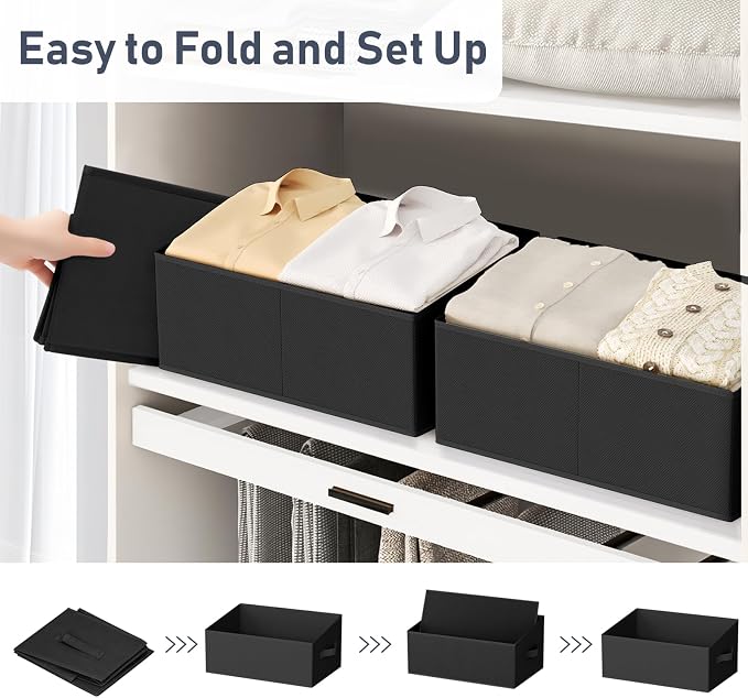 DIMJ Closet Storage Bins 8 Pack - Fabric Storage Baskets for Shelves, Large Clothes Organizers with Handles, Trapezoid Shelf Organization Storage Cubes for Purse, Toys, Books, Towel, Clothes - Image 4