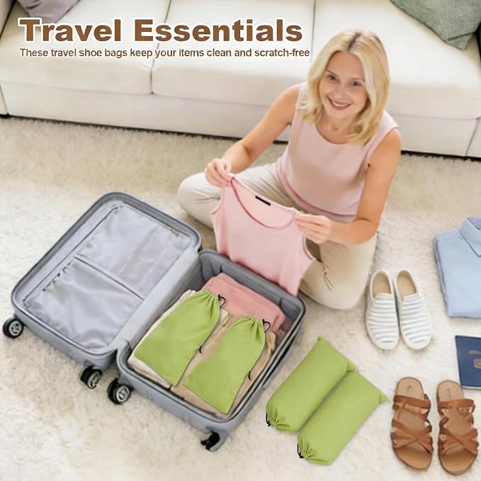 10 Pcs Single Shoe Bags for Travel, Dustproof Drawstring Travel Shoe Bag | 18"X9"shoe travel bag for Packing, Shoe Bag storage Sneaker Travel Bags, Washable Reusable dust bags for Handbags Shoes Toys - Image 2