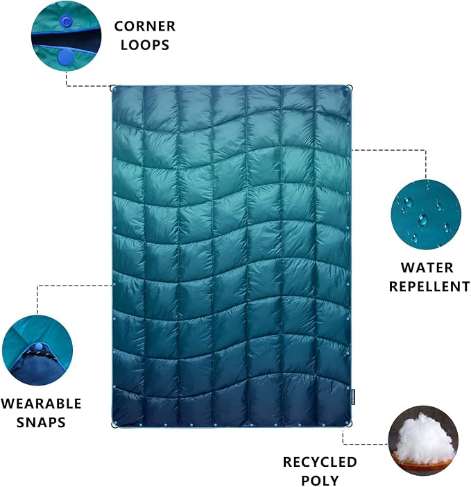 Camping Blanket, Puffy Blanket Lightweight Windproof Water Resistant for Outdoors,Hiking, Backpacking,Beach,Car,Picnic,Stadium - Image 3